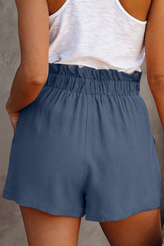 Ruffled Tied Waist Solid Women's Shorts
