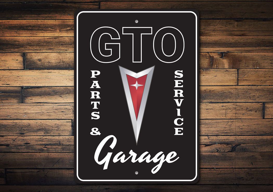 GTO Parts & Service Metal Sign | Classic Pontiac Garage Wall Art for