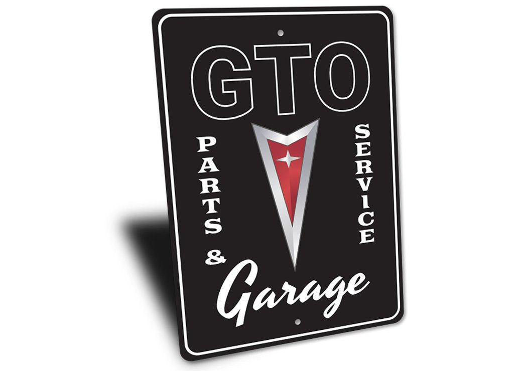 GTO Parts & Service Metal Sign | Classic Pontiac Garage Wall Art for