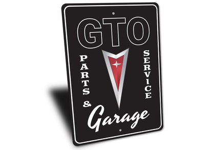 GTO Parts & Service Metal Sign | Classic Pontiac Garage Wall Art for