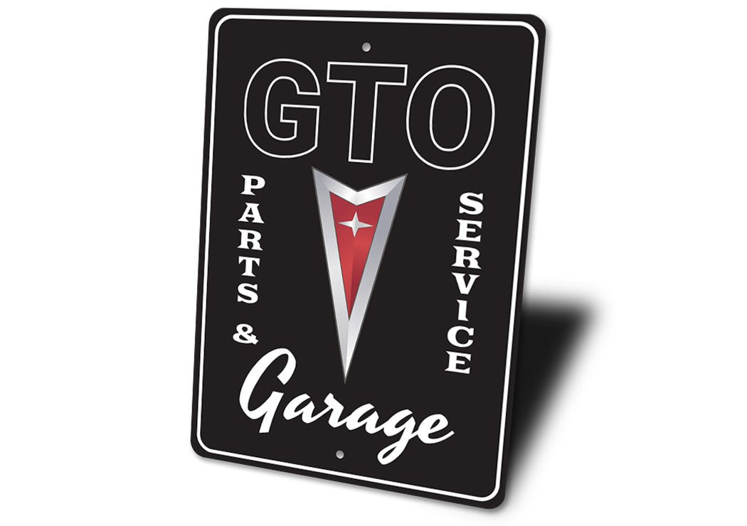 GTO Parts & Service Metal Sign | Classic Pontiac Garage Wall Art for