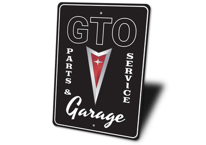 GTO Parts & Service Metal Sign | Classic Pontiac Garage Wall Art for