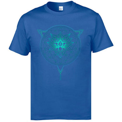 Geometric Mandala Lotus Flower Classic Tshirt Mens Summer Tops Tees