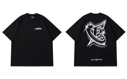 Men Streetwear Tshirt Letter Star Aesthetic Graphic T-Shirt Oversized