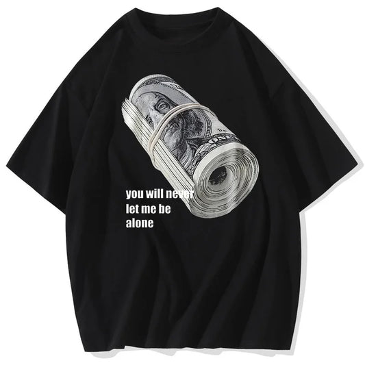 Bundle of Banknotes Vintage Tshirt Men Streetwear Hip Hop Print