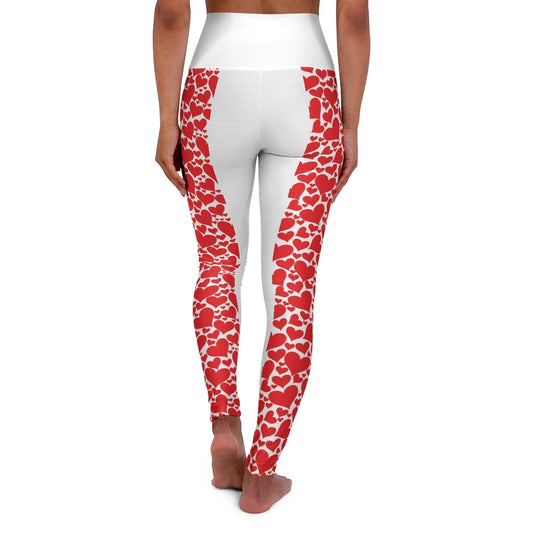 Womens High Waist Fitness Leggings / Yoga Pants - Love Red Hearts