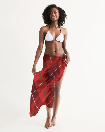 Sheer Plaid Red Swimsuit Cover Up