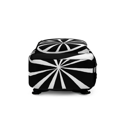 Backpack - Large Water-resistant Bag - Black and White Geometric