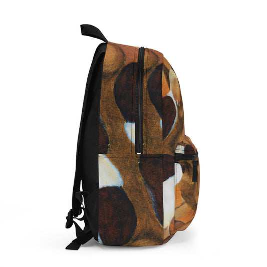 Backpack - Large Water-resistant Bag - Brown White Stone Pattern