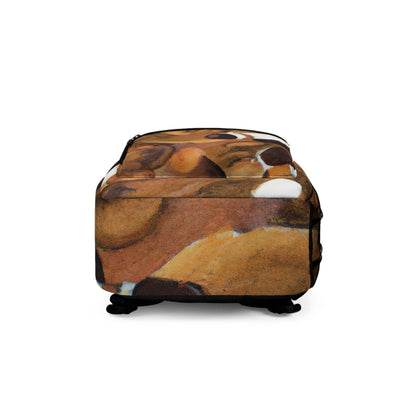 Backpack - Large Water-resistant Bag - Brown White Stone Pattern
