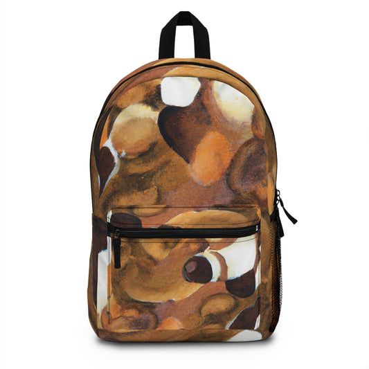 Backpack - Large Water-resistant Bag - Brown White Stone Pattern