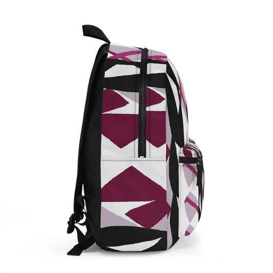 Backpack - Large Water-resistant Bag - Mauve Pink and Black Geometric