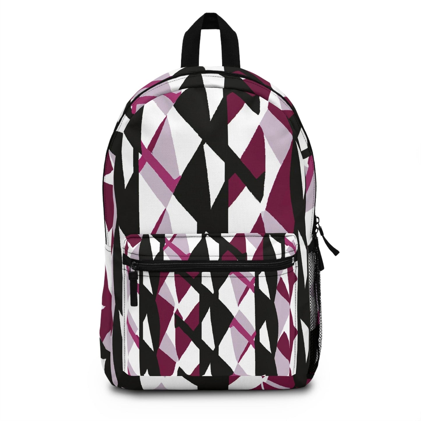 Backpack - Large Water-resistant Bag - Mauve Pink and Black Geometric