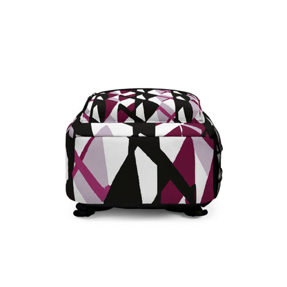 Backpack - Large Water-resistant Bag - Mauve Pink and Black Geometric