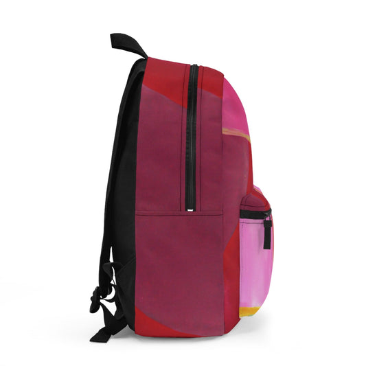 Backpack - Large Water-resistant Bag - Pink Mauve Red Geometric