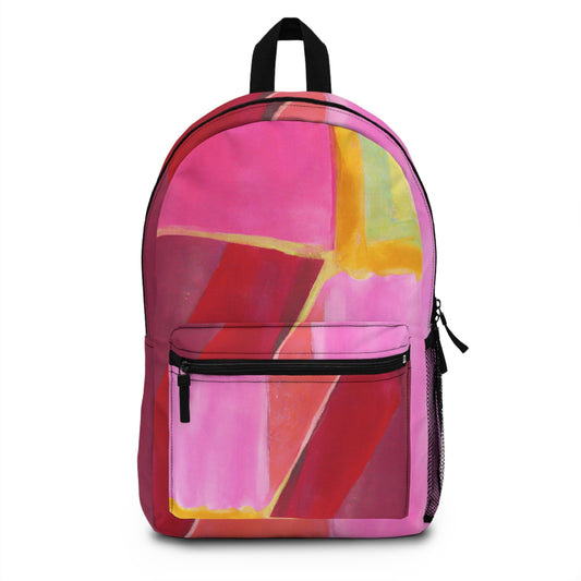 Backpack - Large Water-resistant Bag - Pink Mauve Red Geometric