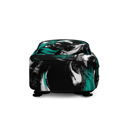 Backpack Work/school/leisure - Waterproof - Black Green White Abstract