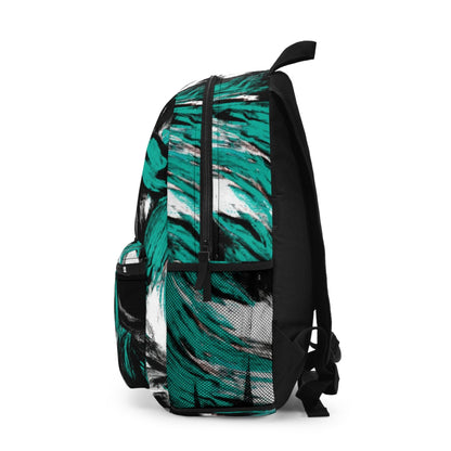 Backpack Work/school/leisure - Waterproof - Black Green White Abstract