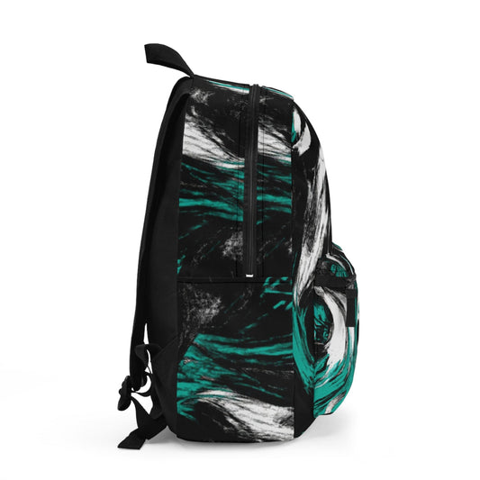 Backpack Work/school/leisure - Waterproof - Black Green White Abstract