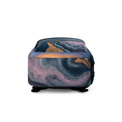 Backpack Work/school/leisure - Waterproof - Blue Pink Gold Abstract