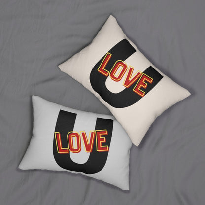 Decorative Lumbar Throw Pillow - Love u - Beige