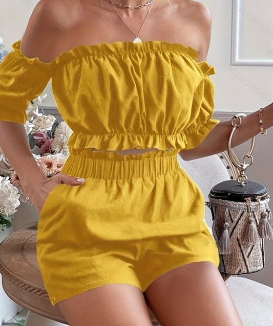 Two Pieces Of Short Sleeve Women's Shorts