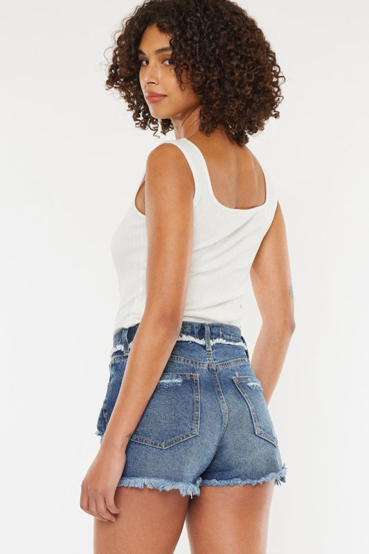 Kancan Distressed Button Fly Denim Women's Shorts