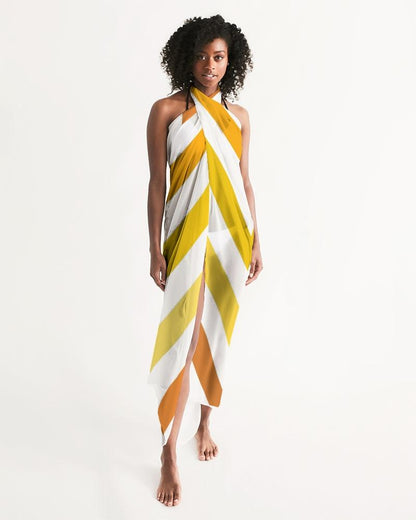Sheer Herringbone Yellow Swimsuit Cover Up