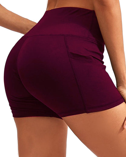 CALCAO Women's High Waist YOGA SHORTS - RED