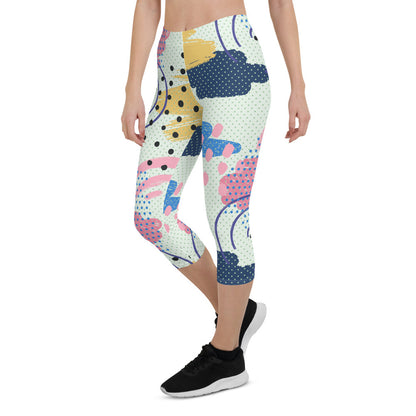 Memphis Pattern Capri Leggings for Women
