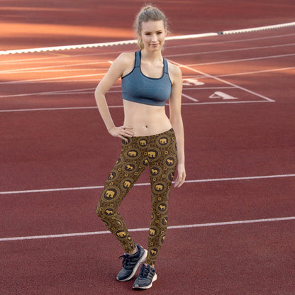 Womens Brown African Safari Animals Leggings