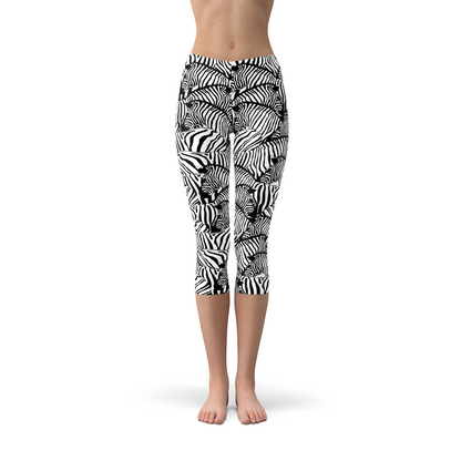 Womens Zebra Stripe Capri Leggings