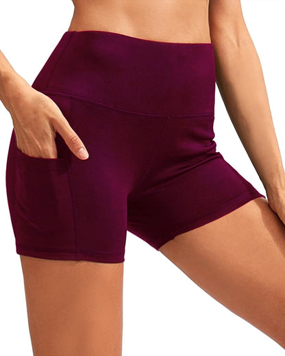 CALCAO Women's High Waist YOGA SHORTS - RED