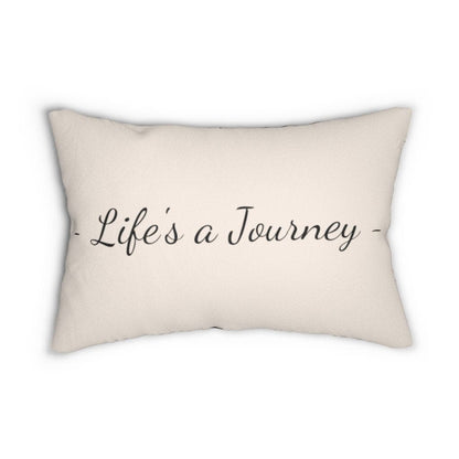 Decorative Lumbar Throw Pillow - Life’s a Journey - Beige Black
