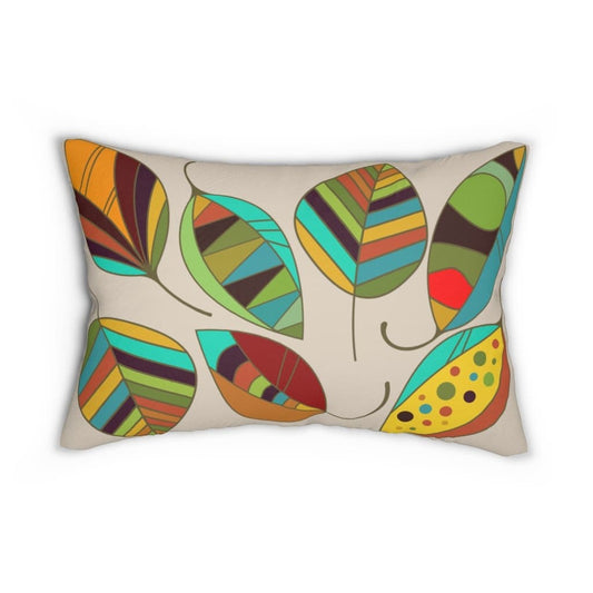 Decorative Lumbar Throw Pillow - Beige Autumn Leaves