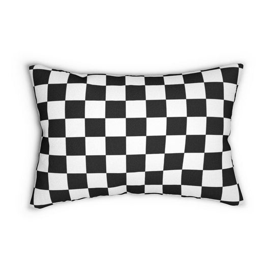Decorative Lumbar Throw Pillow - Black White Checkers