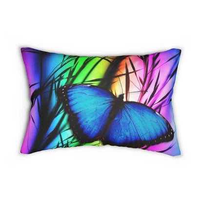 Decorative Lumbar Throw Pillow - Blue Butterfly