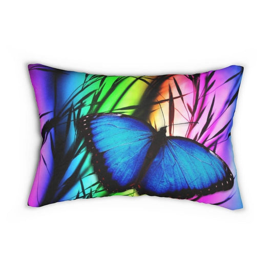 Decorative Lumbar Throw Pillow - Blue Butterfly