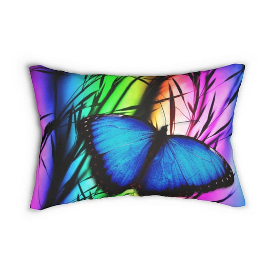 Decorative Lumbar Throw Pillow - Blue Butterfly
