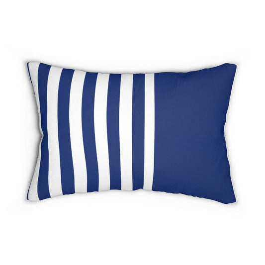 Decorative Lumbar Throw Pillow - Blue and White Striped Pattern
