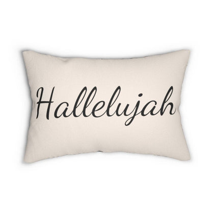 Decorative Lumbar Throw Pillow - Hallelujah - Beige Black
