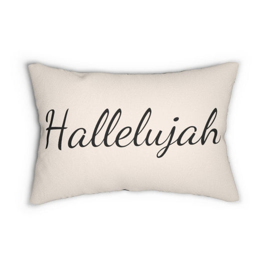 Decorative Lumbar Throw Pillow - Hallelujah - Beige Black