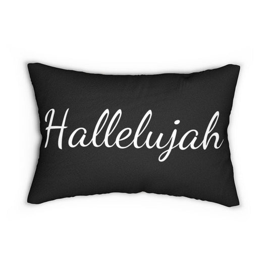 Decorative Lumbar Throw Pillow - Hallelujah - Beige Black