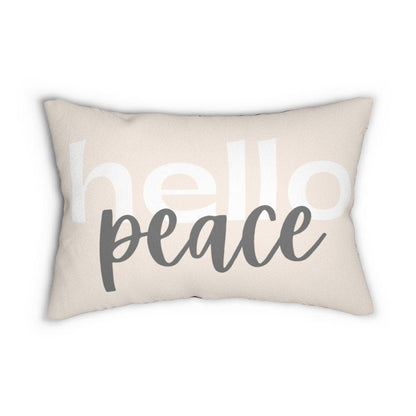 Decorative Lumbar Throw Pillow - Hello Peace - Black/beige