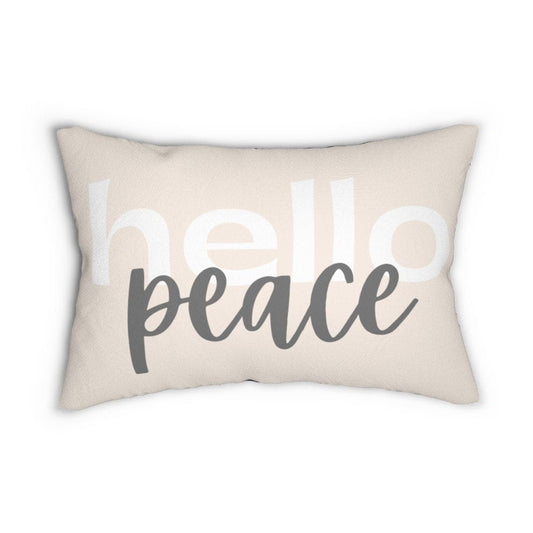 Decorative Lumbar Throw Pillow - Hello Peace - Black/beige