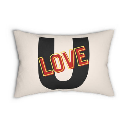 Decorative Lumbar Throw Pillow - Love u - Beige