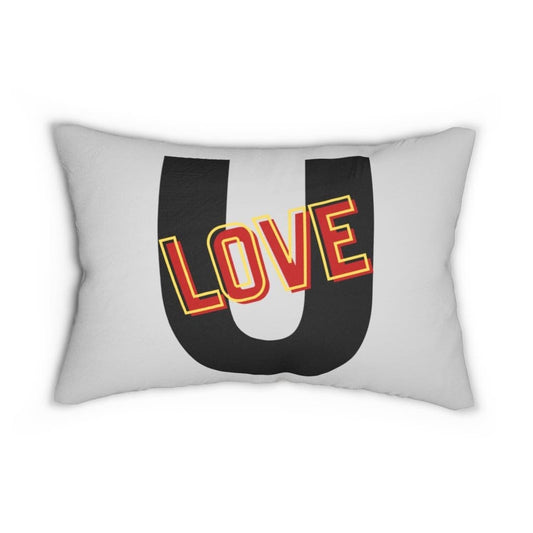 Decorative Lumbar Throw Pillow - Love u - Beige