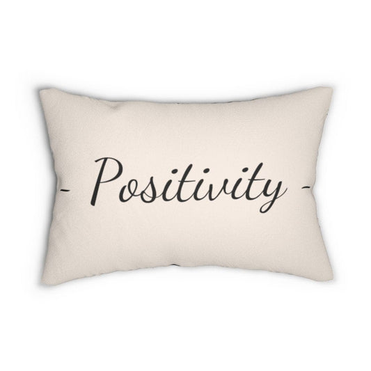 Decorative Lumbar Throw Pillow - Beige and Black Positivity Word Art