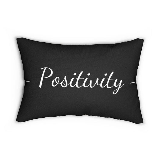 Decorative Lumbar Throw Pillow - Beige and Black Positivity Word Art