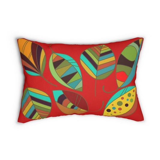 Decorative Lumbar Throw Pillow - Red Autumn Leaves